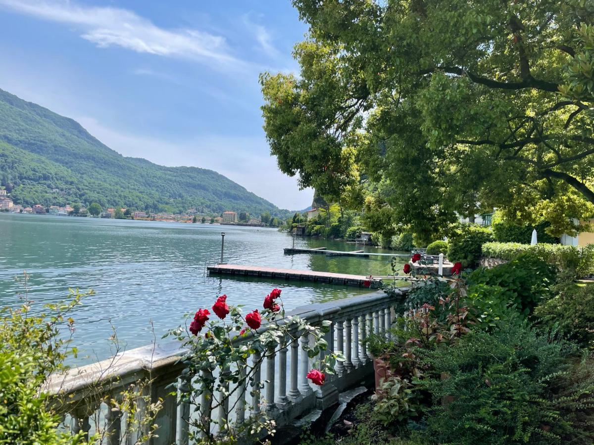 Ville Lago Lugano Porto Ceresio Bagian luar foto